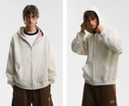 Neverneed reversible hooded cardigan in bonded cotton knit