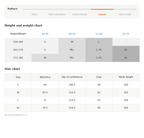 NERESUM straight-leg cargo pants size chart