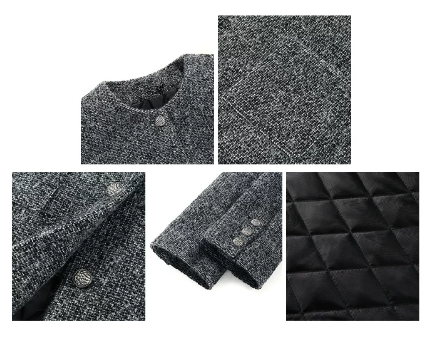 Round-Neck Woollen Jacket