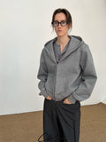 Coln zippered hoodie for women in polyester cotton modal blend
