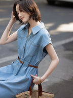 Washed Denim Sleeveless Dress