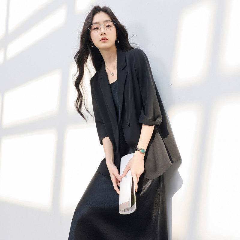 SANCAI cooling blazer, styled on model