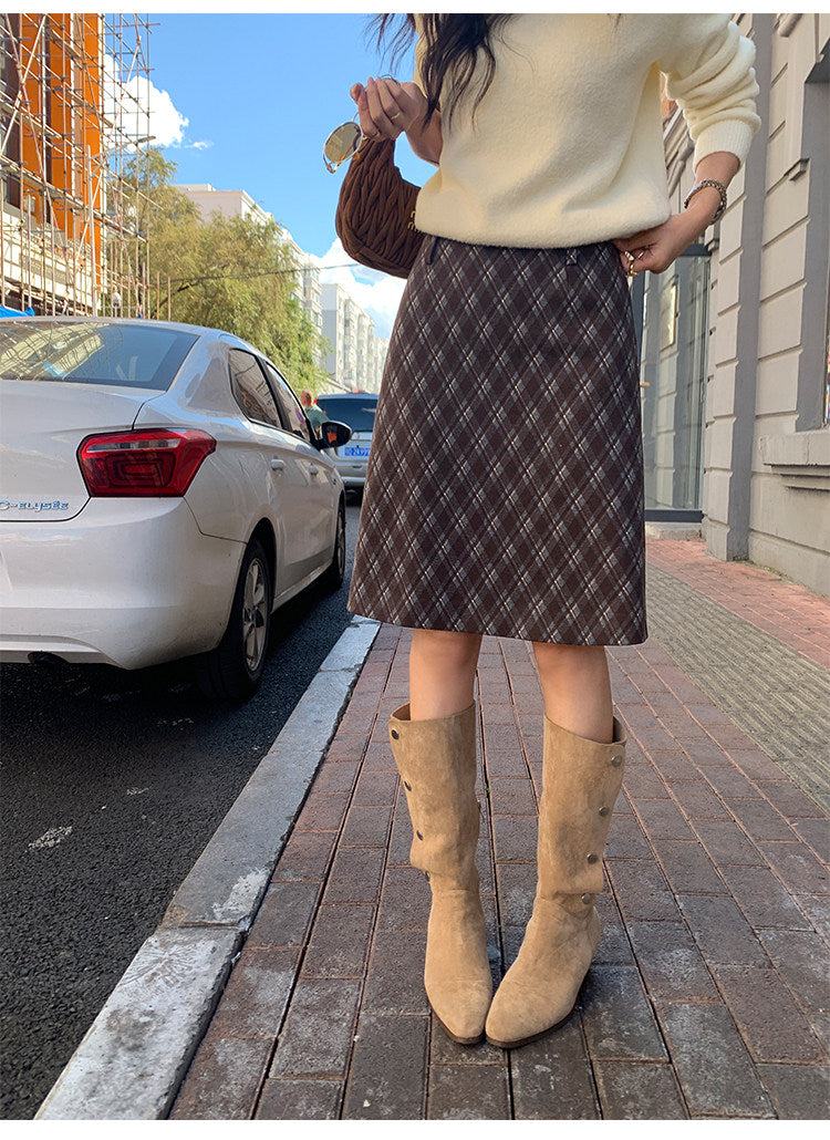 Vintage Plaid A-Line Skirt