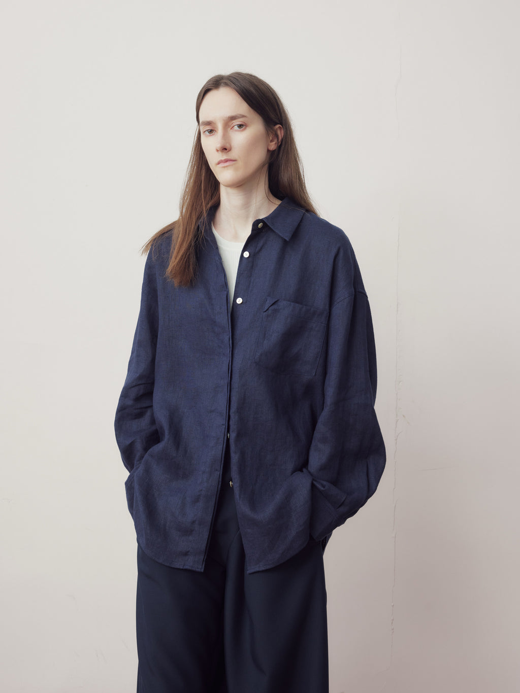 Lyocell Linen Drop-Shoulder Shirt