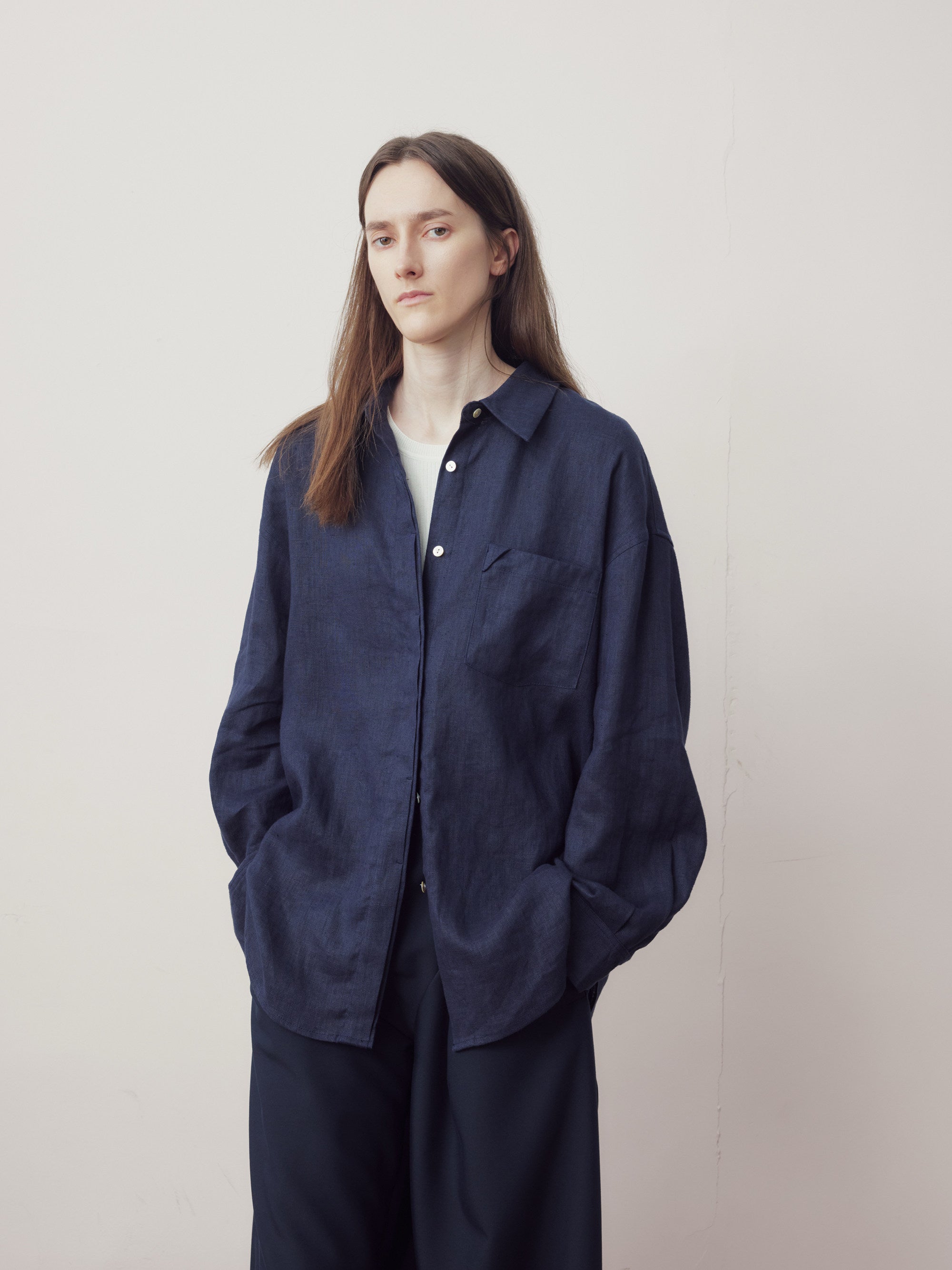 Lyocell Linen Drop-Shoulder Shirt
