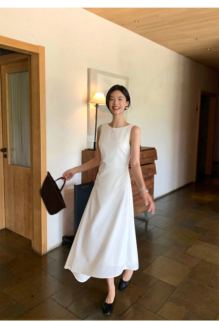 Irregular-Hem Sleeveless Dress