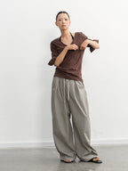 LINY LIBERTY V-neck tee, cotton blend fabric detail