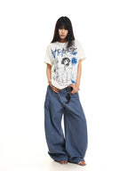 BTSG baggy street pants, assault-dyed cotton fabric detail