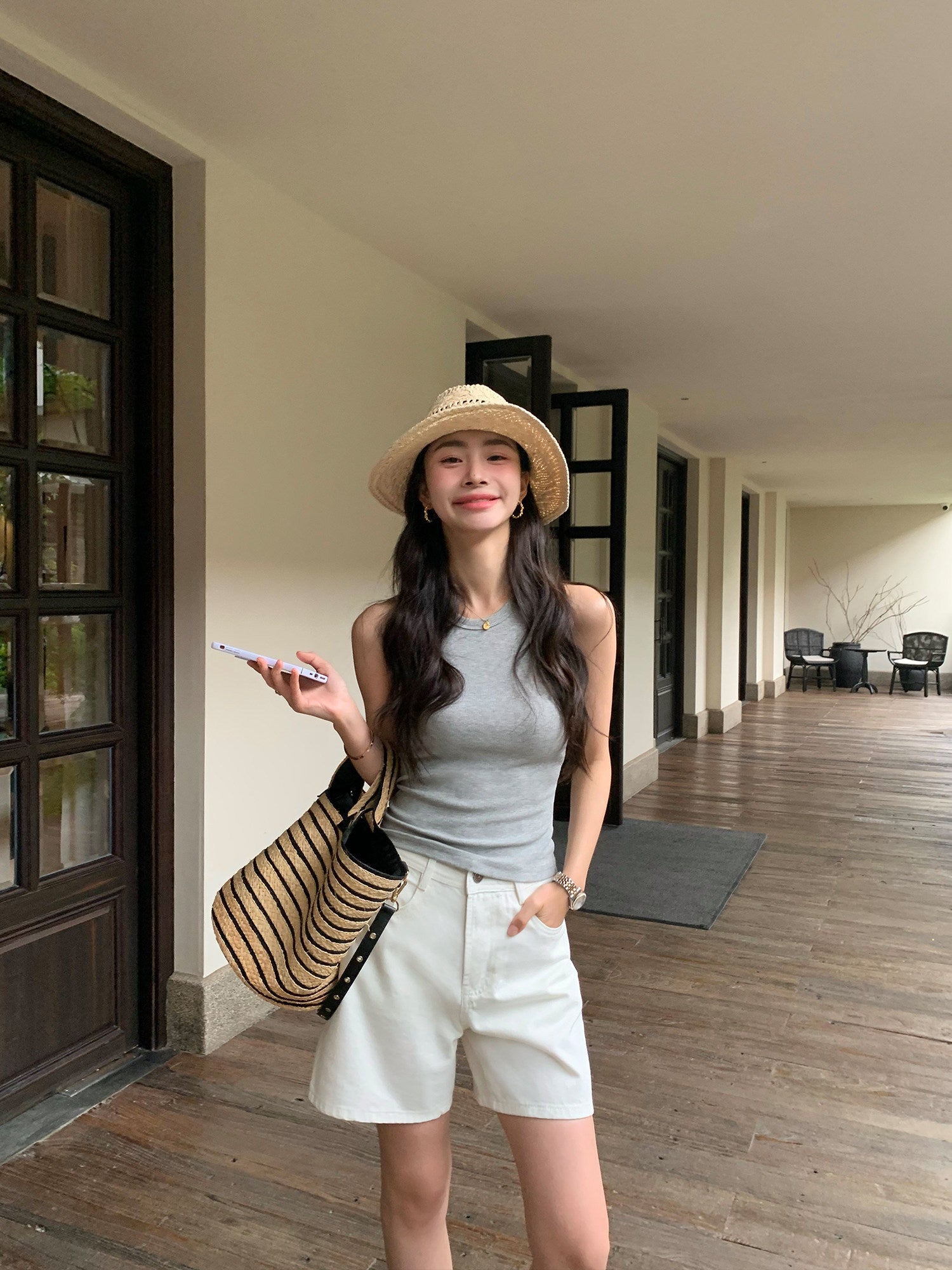 Wide-Leg A-Line Denim Shorts
