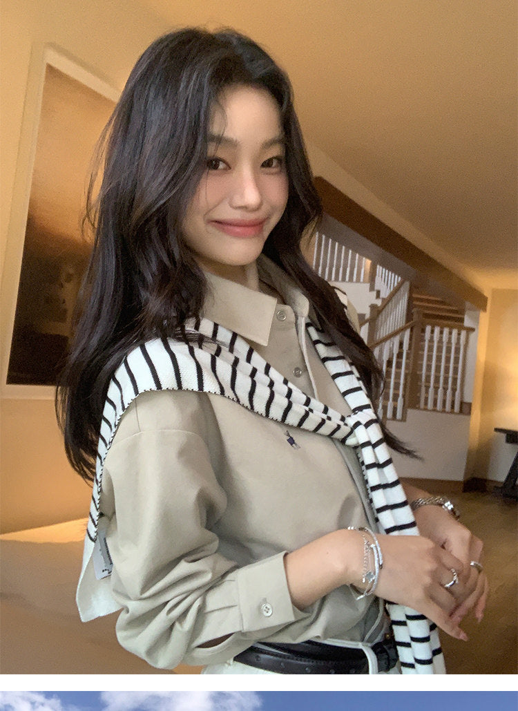 Pusumede striped knit shawl vest for women in wool silk blend