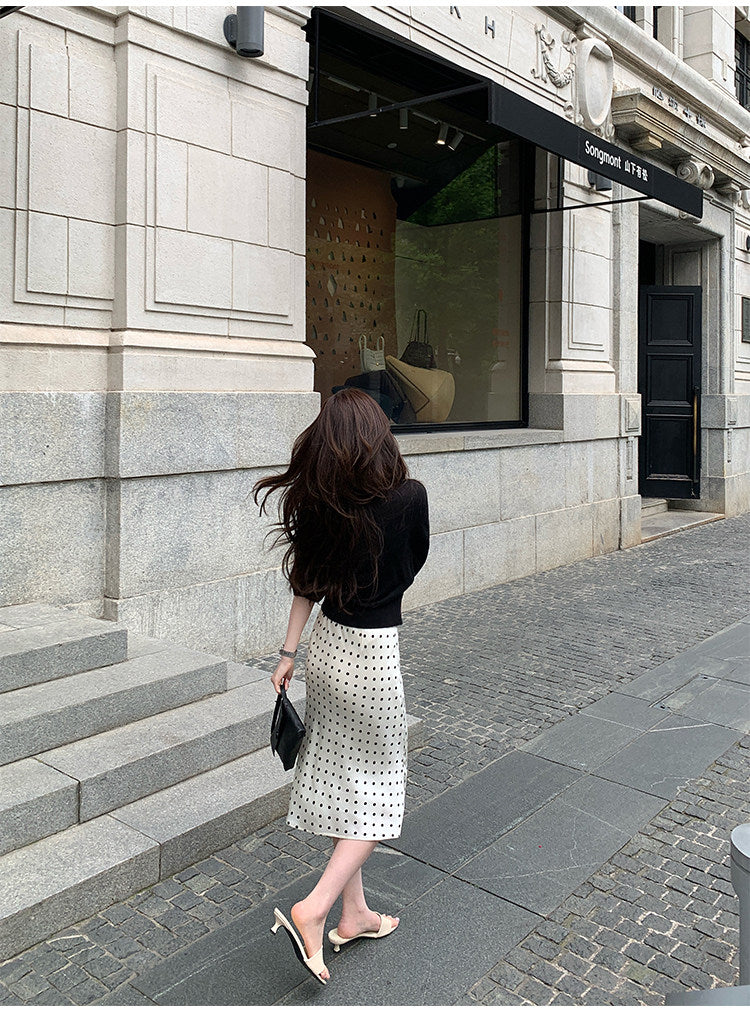 Satin Polka-Dot Mermaid Skirt