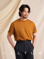 CULTUM high-count cotton crew neck tee for men, front view