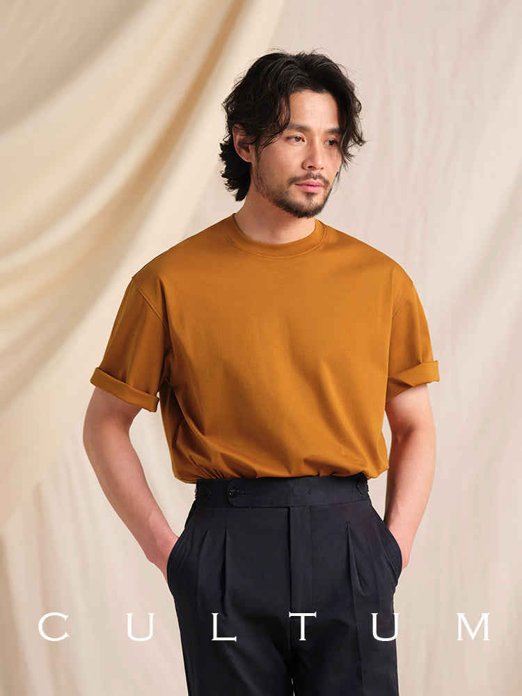 CULTUM high-count cotton crew neck tee for men, front view