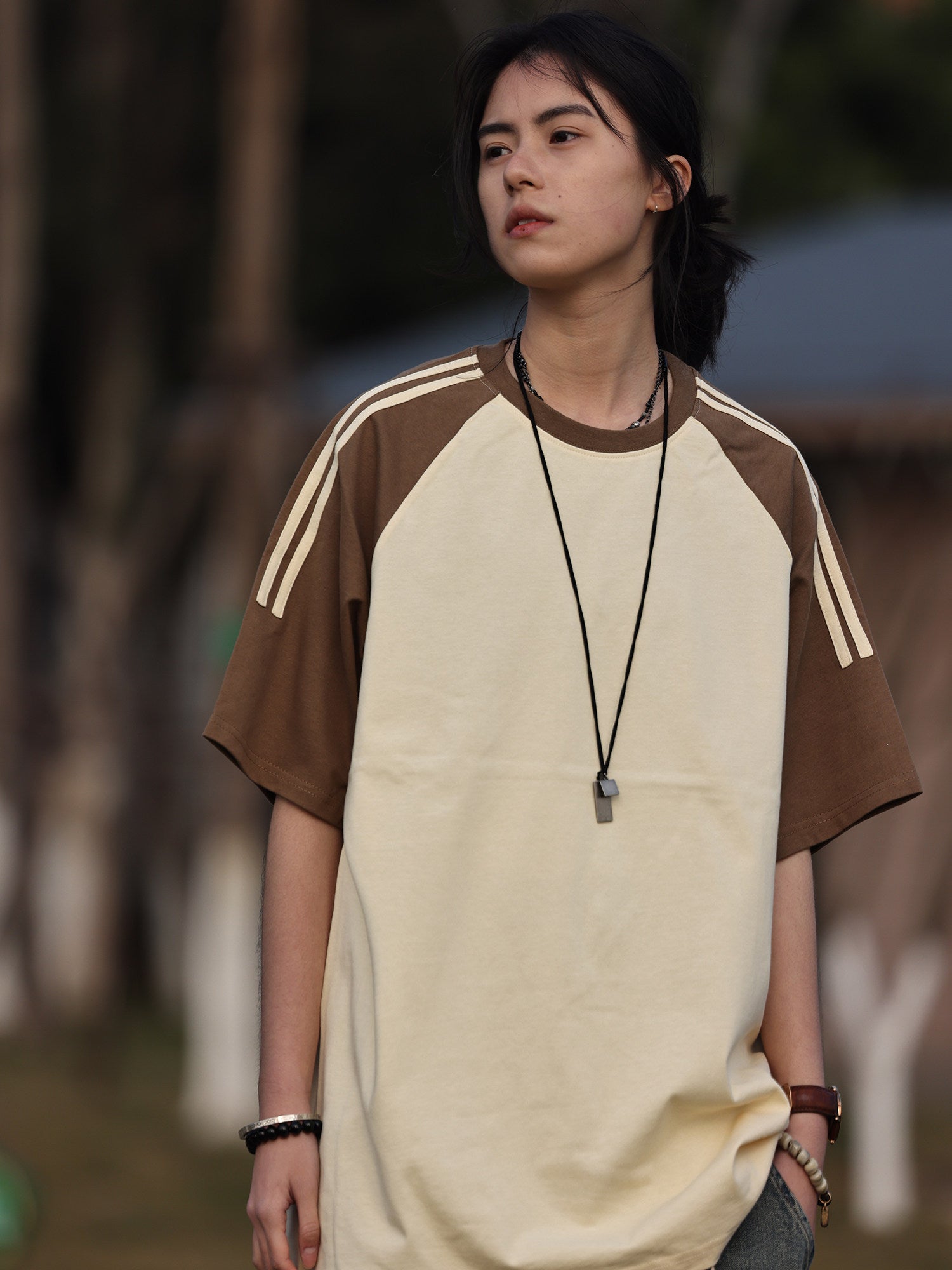 Raglan-Sleeve Colour-Block Tee