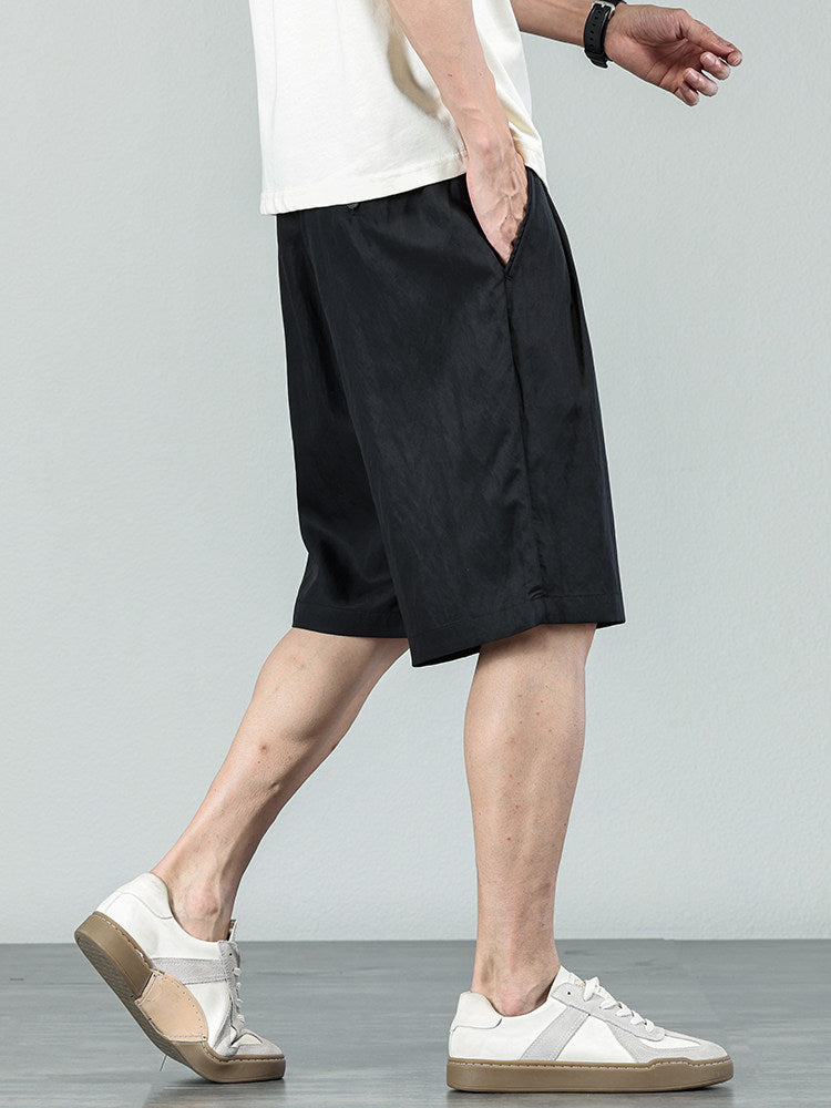 Lyocell Straight-Leg Casual Shorts