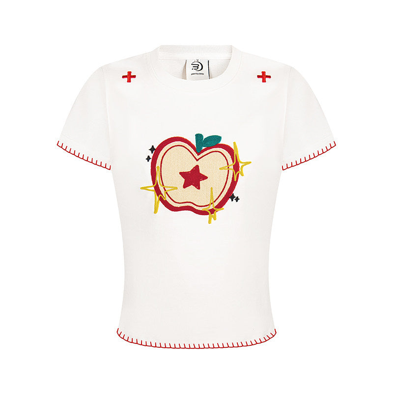 Apple Embroidery Slim Tee