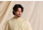 CULTUM high-count cotton crew neck tee, styled on model