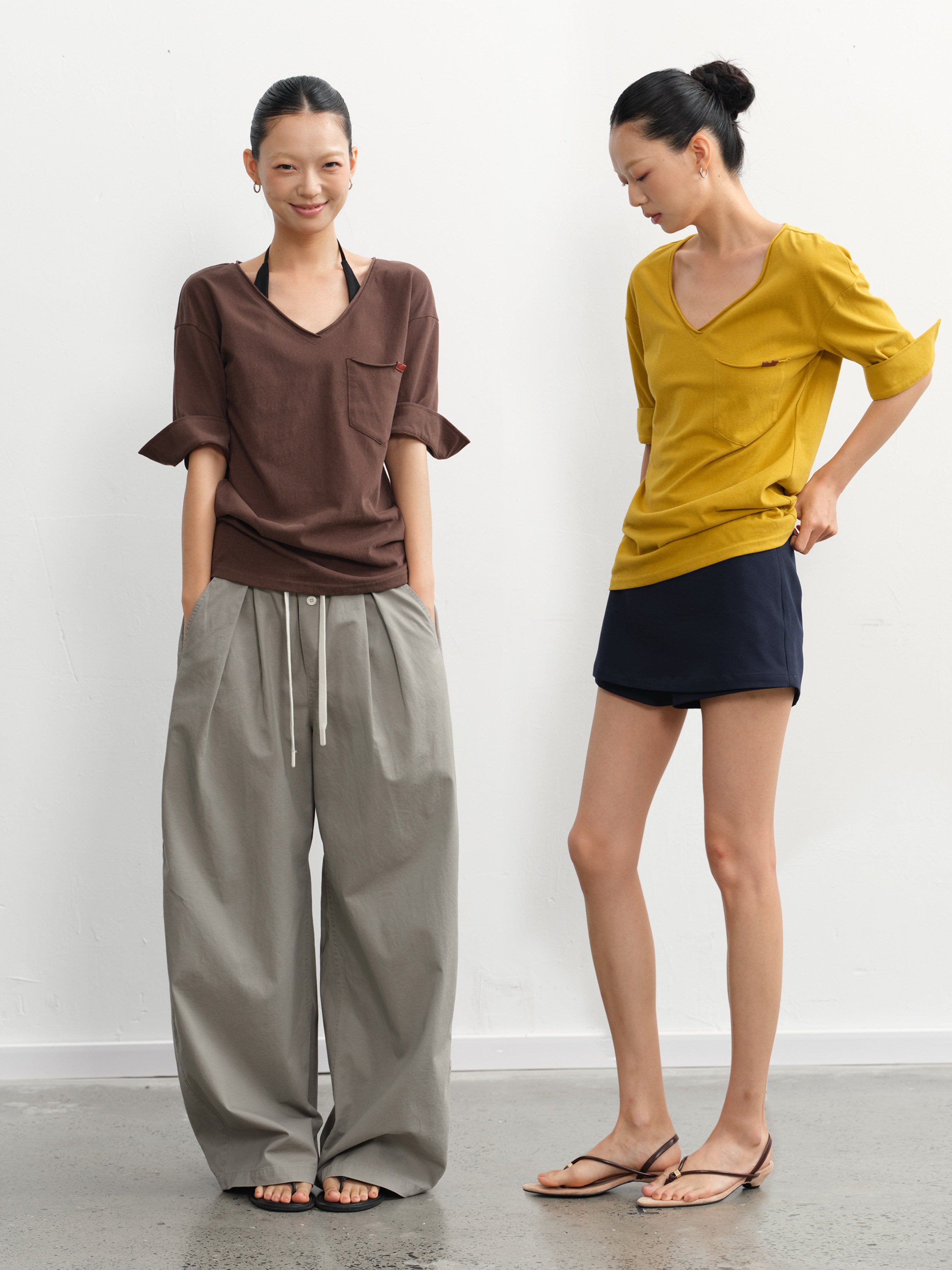 LINY LIBERTY V-neck mid-sleeve tee for women, front view