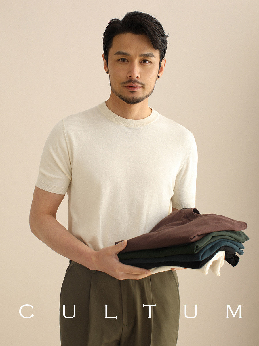 CULTUM breathable knit crewneck tee for men, front view