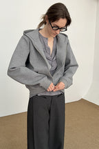 Coln zippered hoodie for women in polyester cotton modal blend