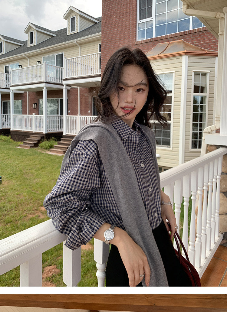 Pusumede striped knit shawl vest for women in wool silk blend