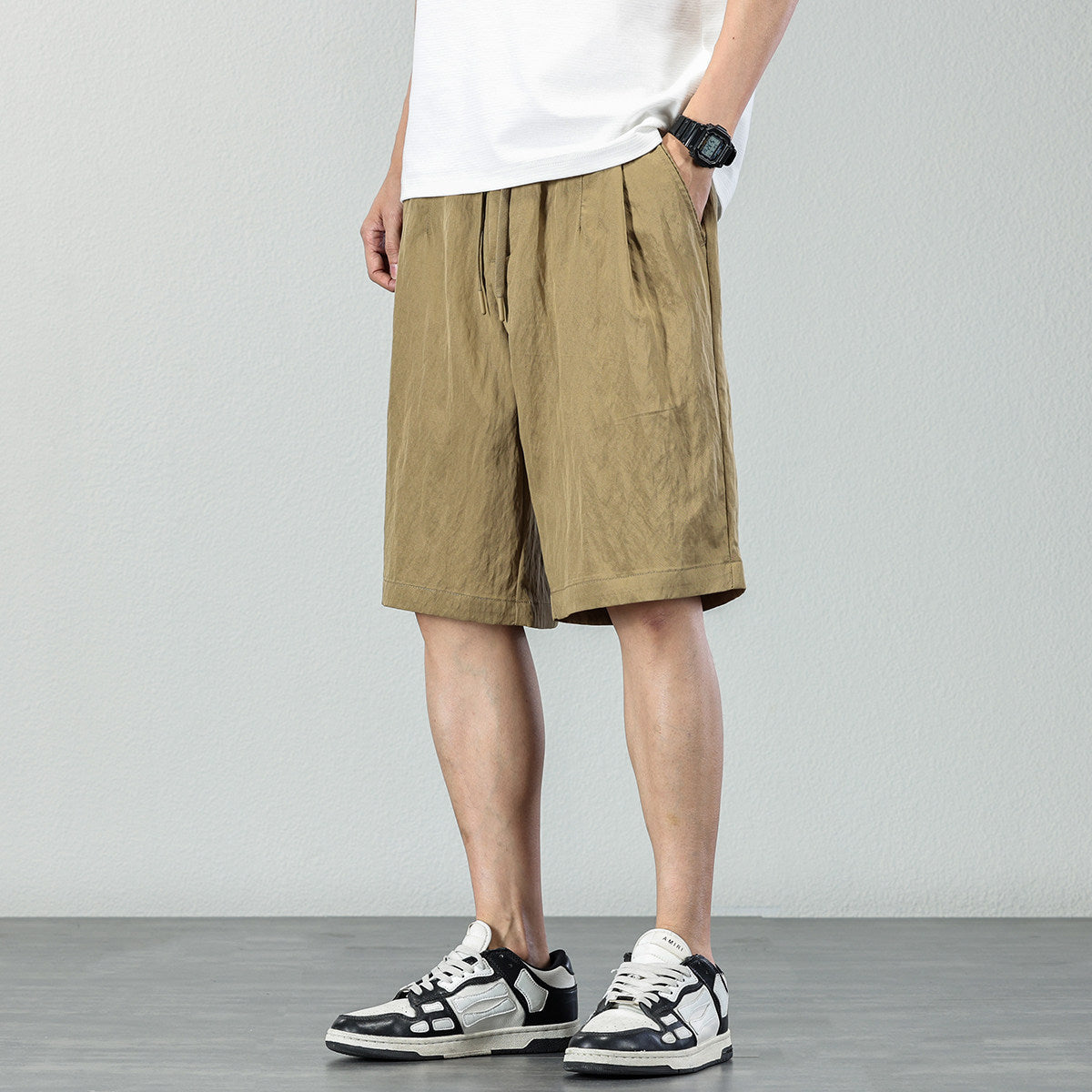 Lyocell Straight-Leg Casual Shorts