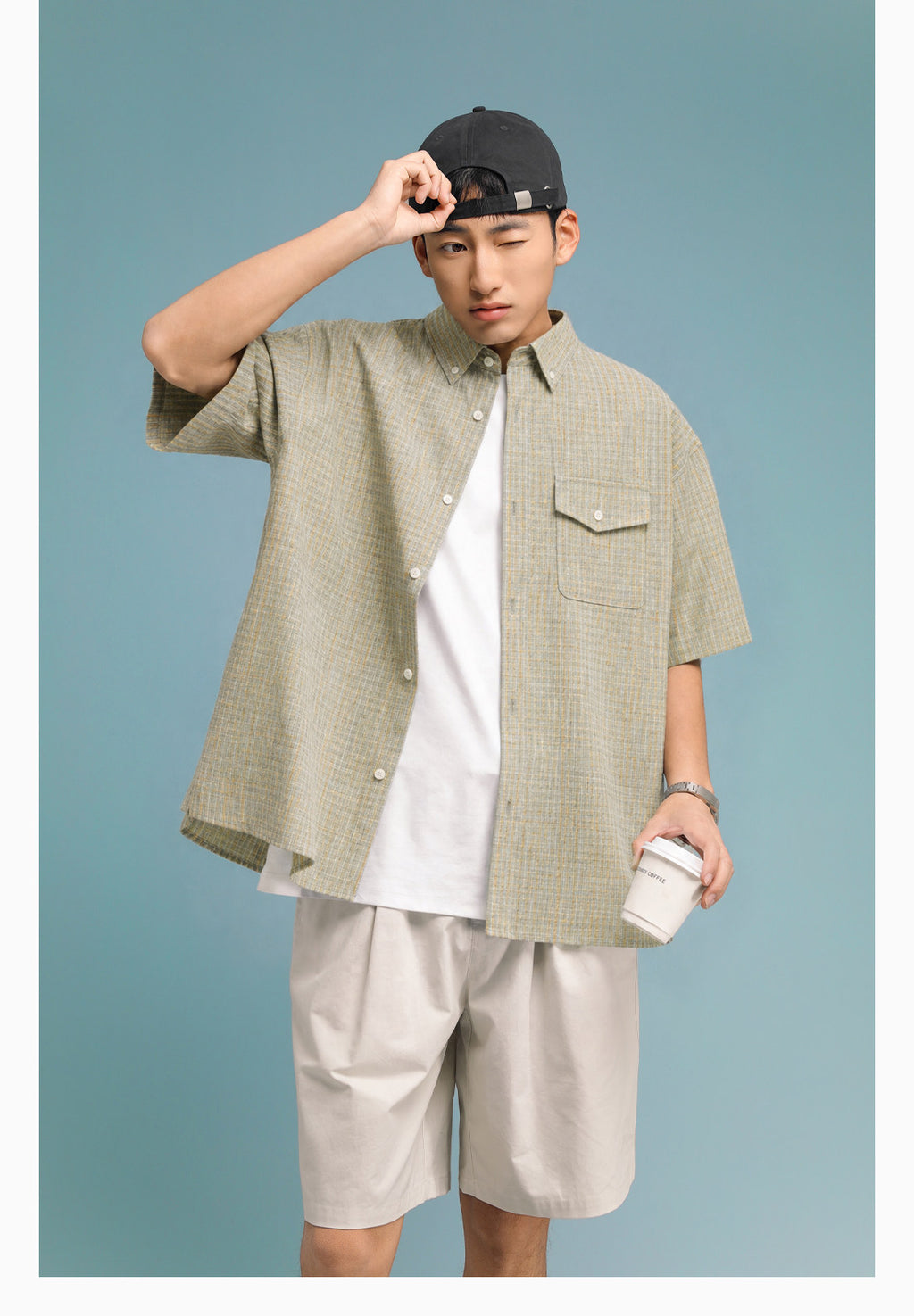 Textured Bubble-Knit Short-Sleeve Shirt