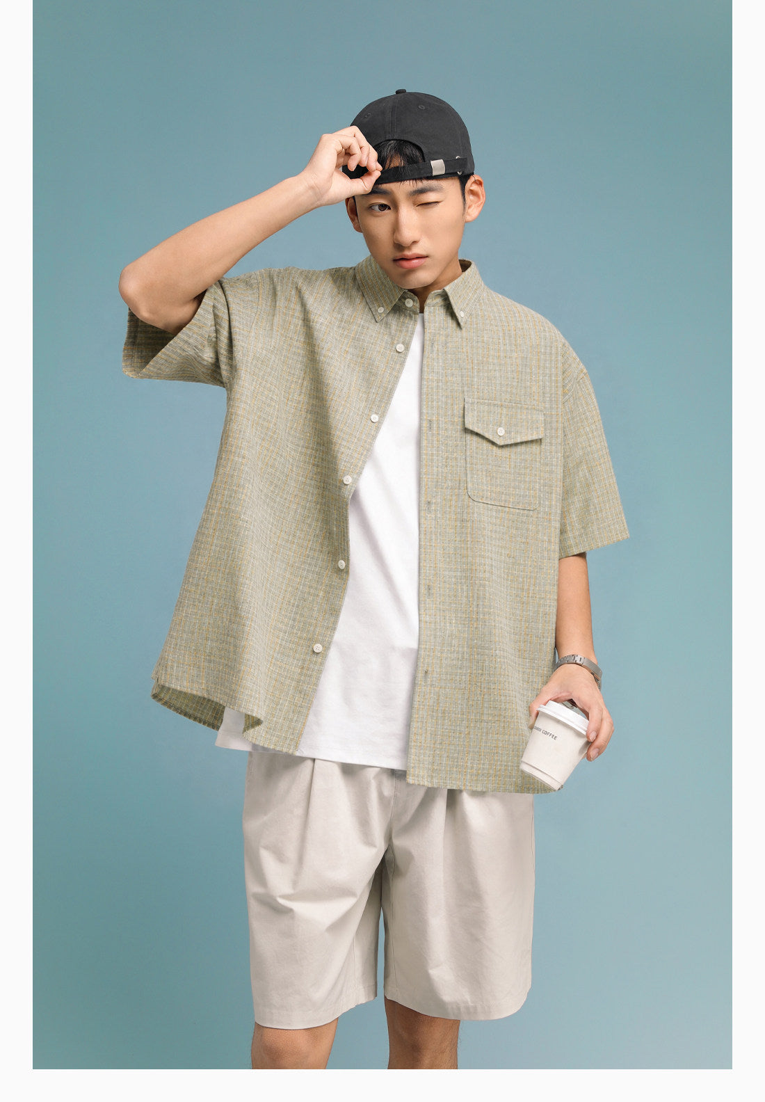 Textured Bubble-Knit Short-Sleeve Shirt