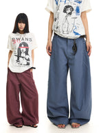 BTSG curved baggy street pants in 100% cotton, front view