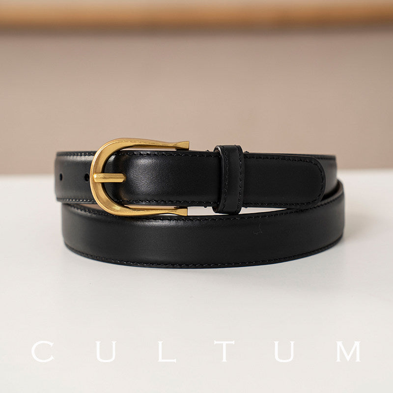 Genuine Leather Pin-Buckle Belt