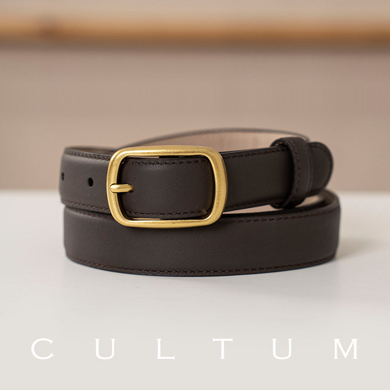 Genuine Leather Pin-Buckle Belt