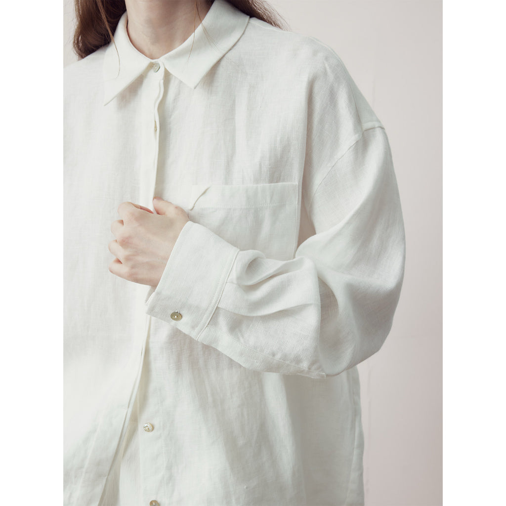 Lyocell Linen Drop-Shoulder Shirt