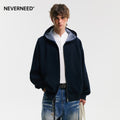 Neverneed reversible hooded cardigan in bonded cotton knit
