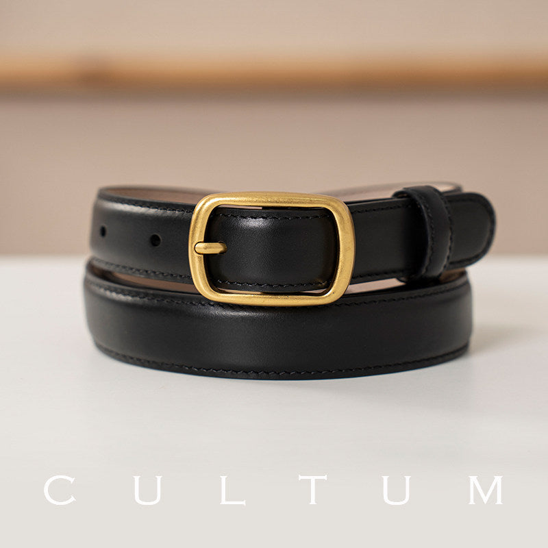 Genuine Leather Pin-Buckle Belt