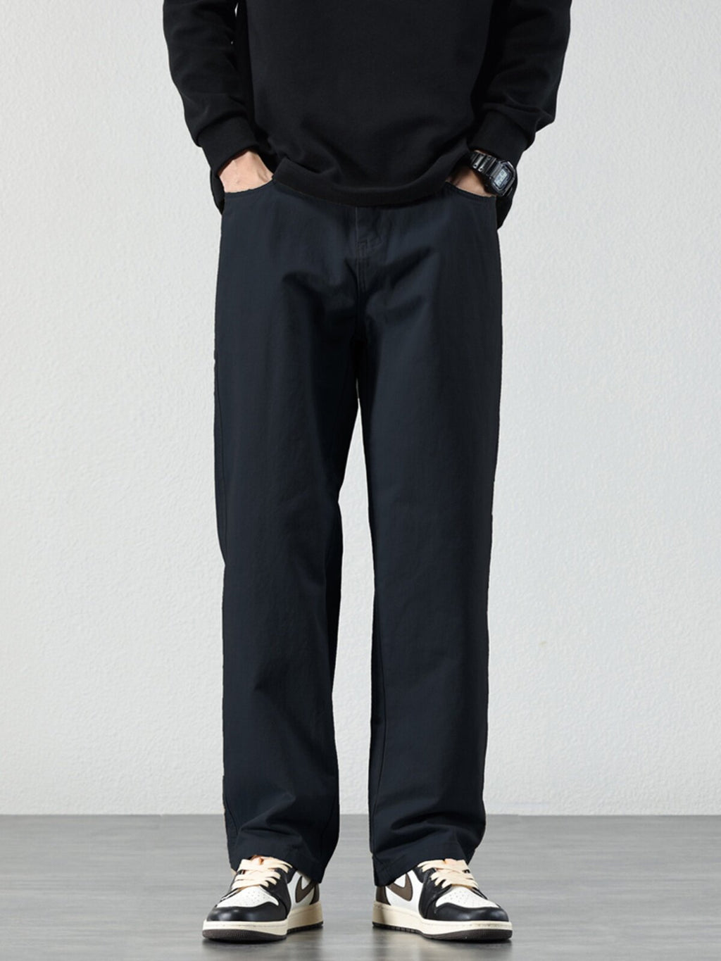 Draped Wide-Leg Cotton Pants