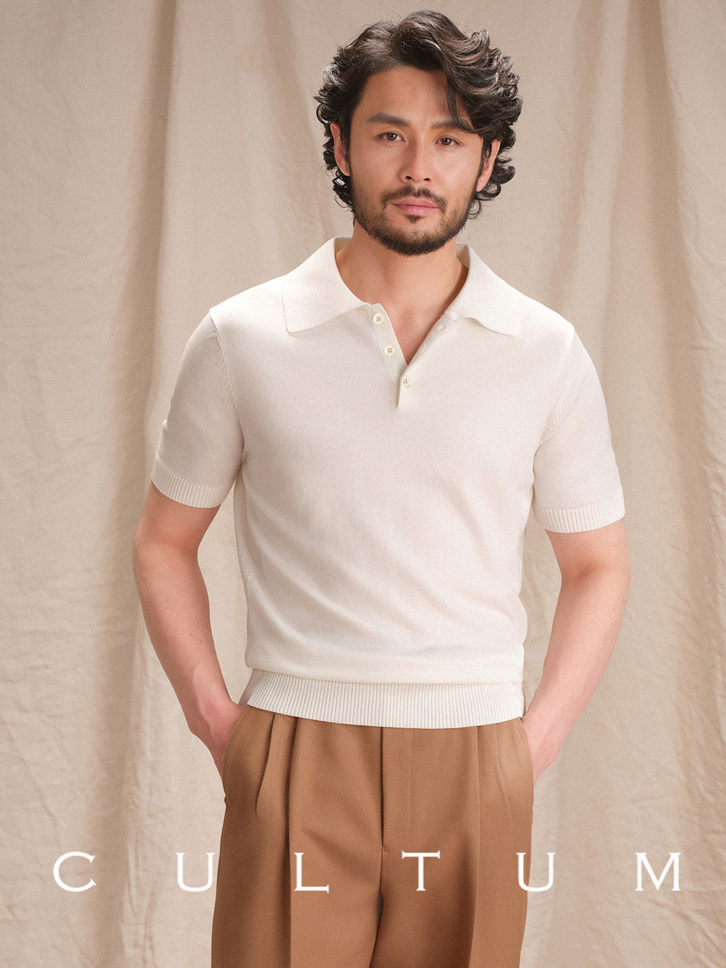 CULTUM knit polo shirt, collar detail