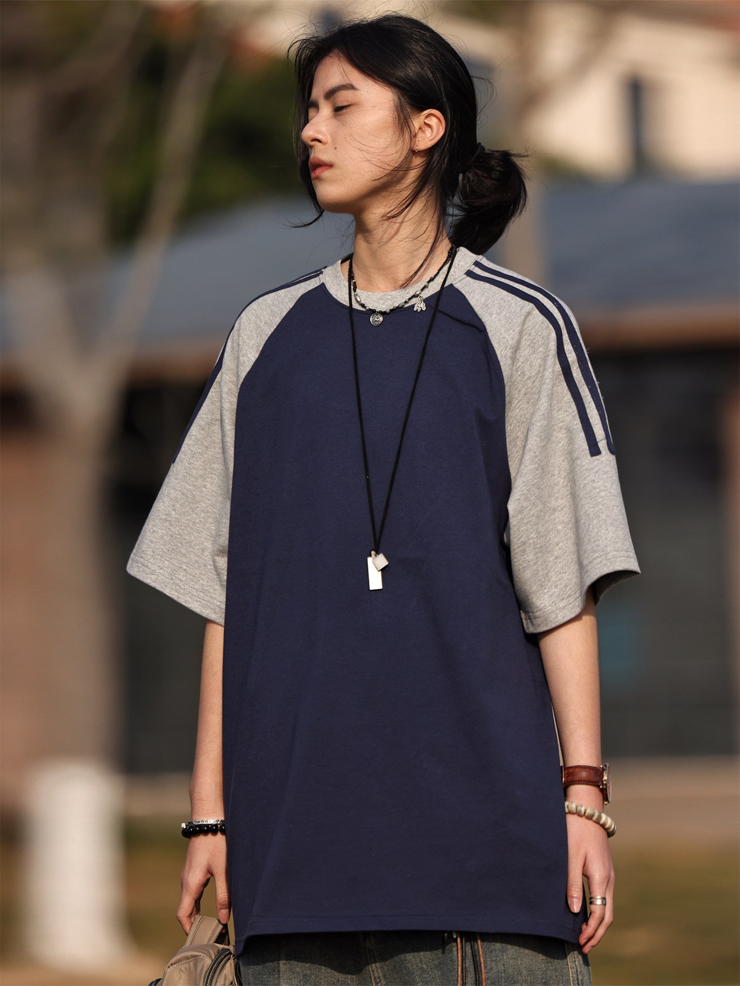 Raglan-Sleeve Colour-Block Tee