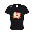 NERESUM apple embroidery slim tee, styled on model