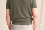 CULTUM knit polo shirt, styled on model