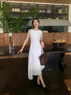 Irregular-Hem Sleeveless Dress