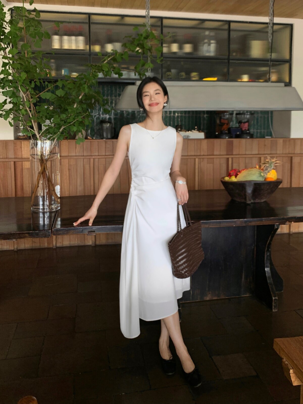 Irregular-Hem Sleeveless Dress