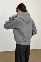 Coln zippered hoodie for women in polyester cotton modal blend