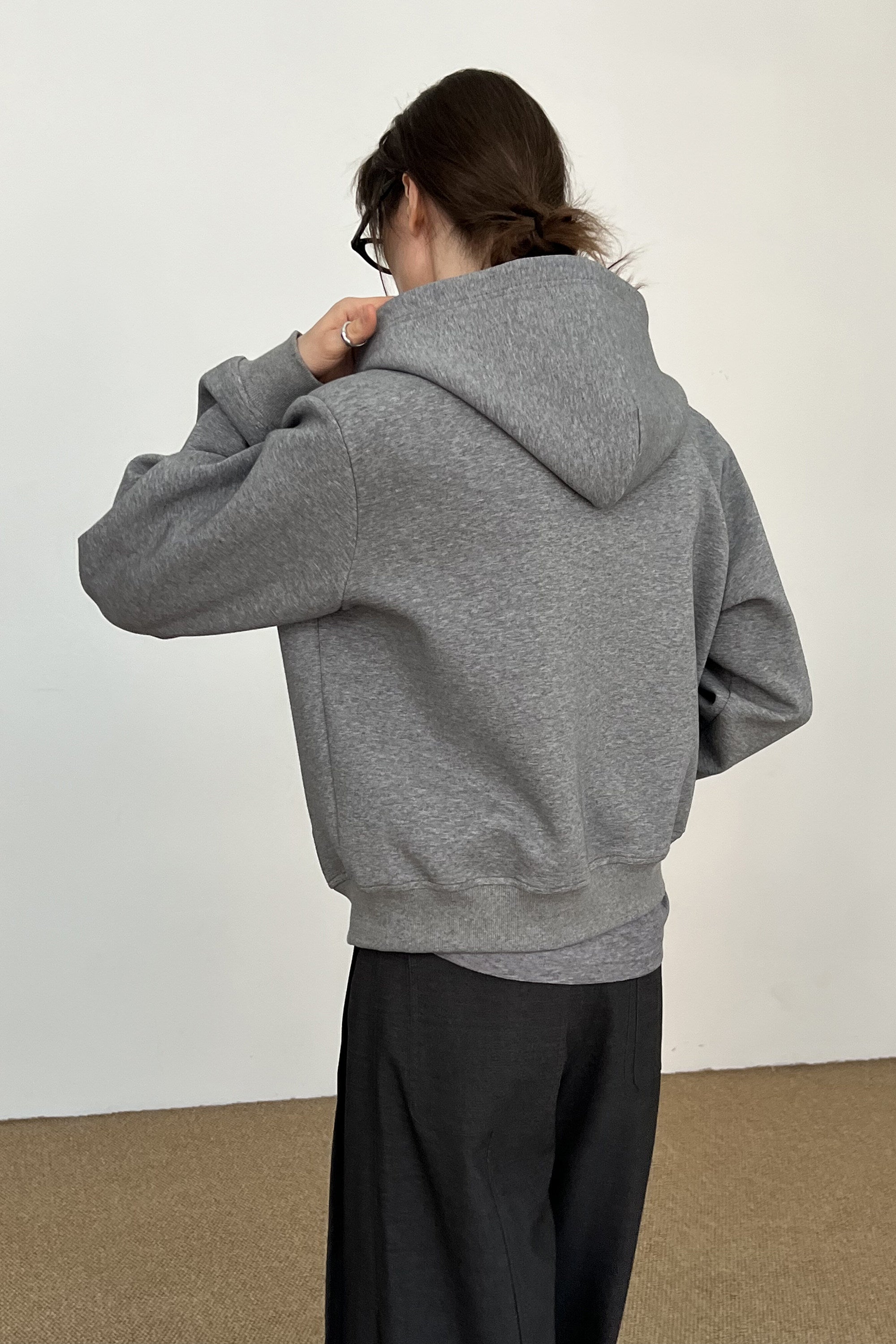Coln zippered hoodie for women in polyester cotton modal blend