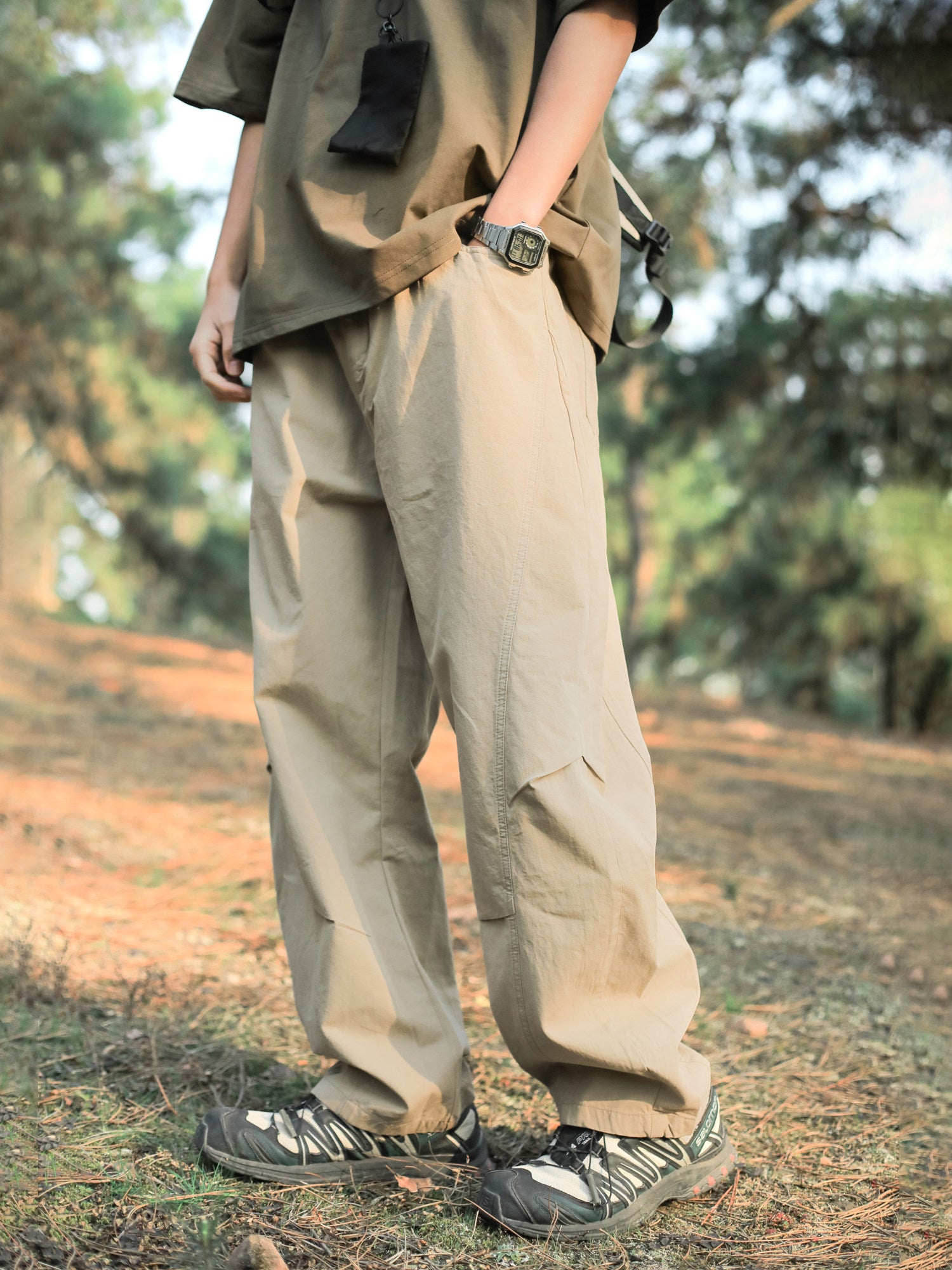 Split-Hem Wide-Leg Trousers
