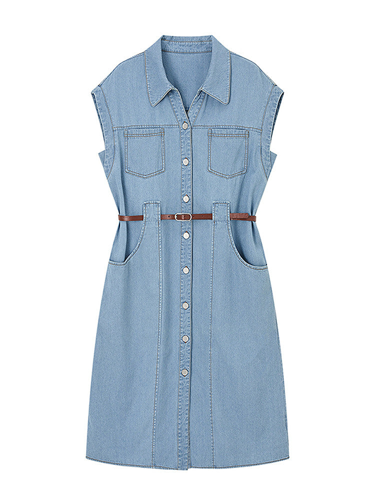 Washed Denim Sleeveless Dress