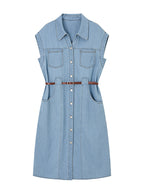 Washed Denim Sleeveless Dress