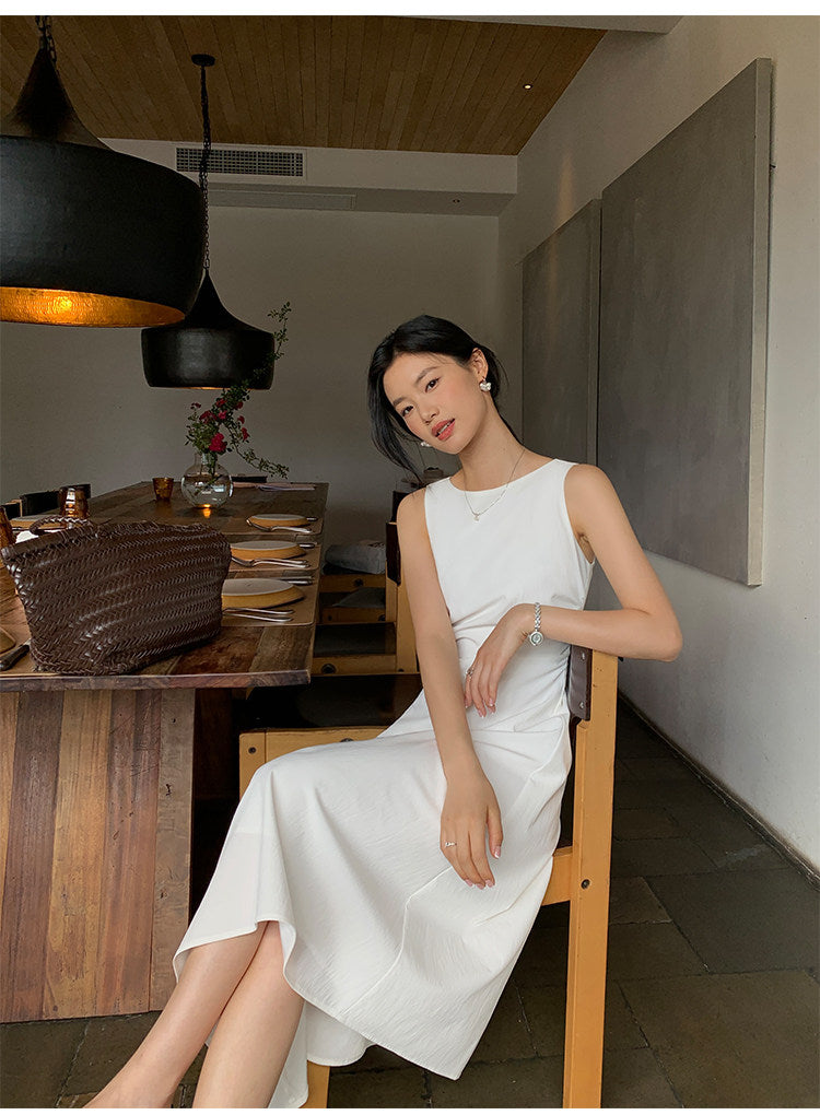 Irregular-Hem Sleeveless Dress
