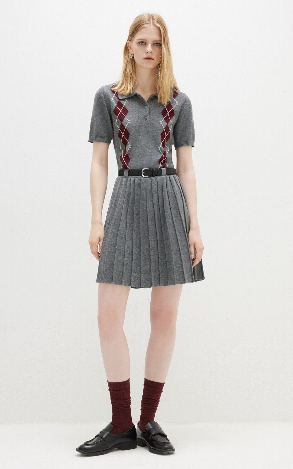 Two-Piece Lapel Pleated Dress