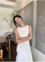 Irregular-Hem Sleeveless Dress