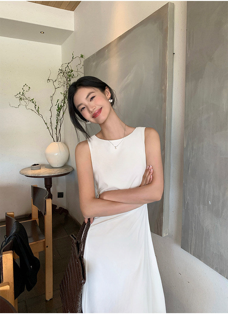 Irregular-Hem Sleeveless Dress